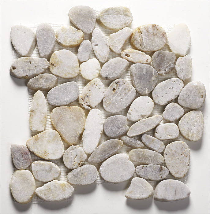 Riverstone White Flat Cut Pebble Mosaic 305x305mm