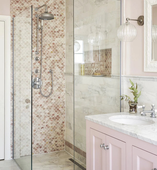 Temini pink marble scale mosaic tiles 29×34.5cm