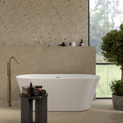 Hive Stone Terrazzo Beige Hexagon tile 250x216cm