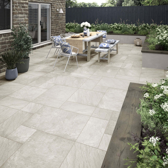 Dover Sand Outdoor porcelain tiles patio kit 21.6m² per Pack All tiles TILEJOB.CO.UK