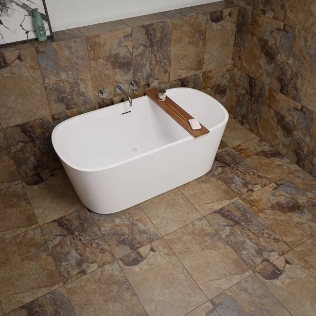Keystone Mocha Slate Effect Matt Porcelain Wall & Floor Tile - 600mm x 400mm