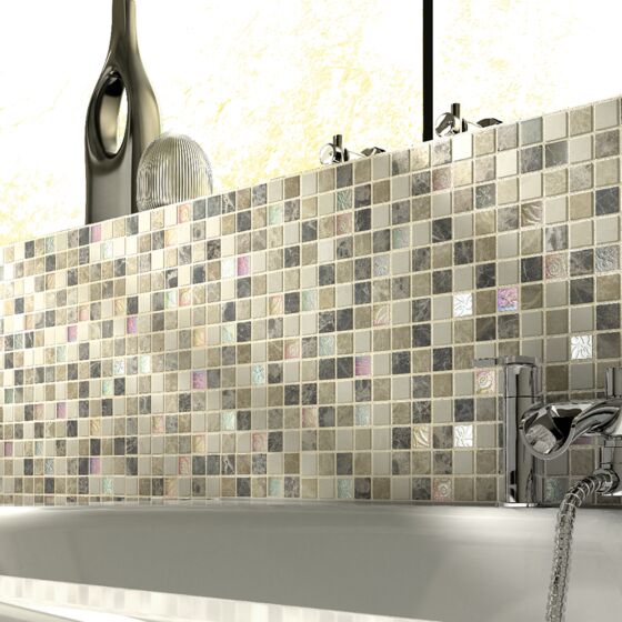Perugia Brown Marble Mosaic Tiles Small mix