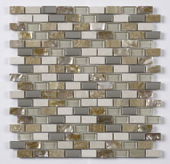 Perugia Perla Brown Marble Mosaic Tiles Small mix