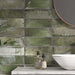 Oxford rustic green gloss wall tiles cut sample TILEJOB.CO.UK