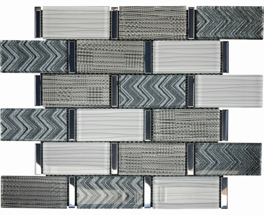 Textile Grey Chevron Brick mosaic tiles 300mm x 350mm All tiles TILEJOB