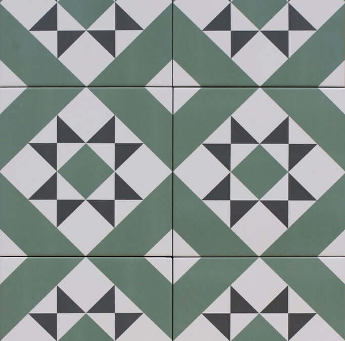 Verde Vintage Victorian Era Porcelain tile 20x20cm All tiles TILEJOB