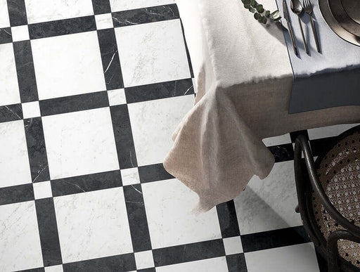 Marquina Classic Marble White cut sample TILEJOB.CO.UK