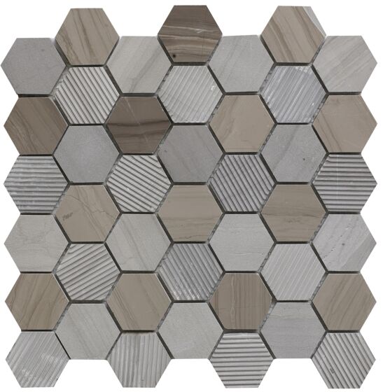 Warm Mocha  Natural Stone Hexagonal Mosaic tiles