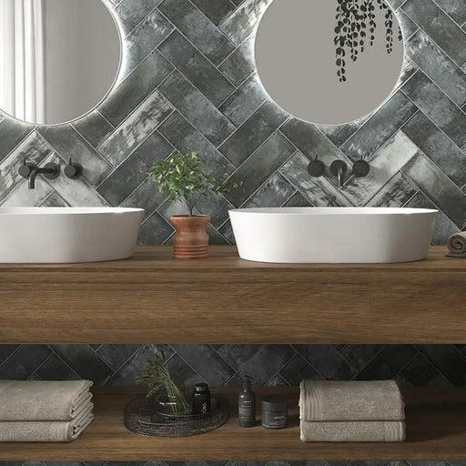 Oxford rustic blue gloss wall tiles 10x30cm All tiles TILEJOB.CO.UK