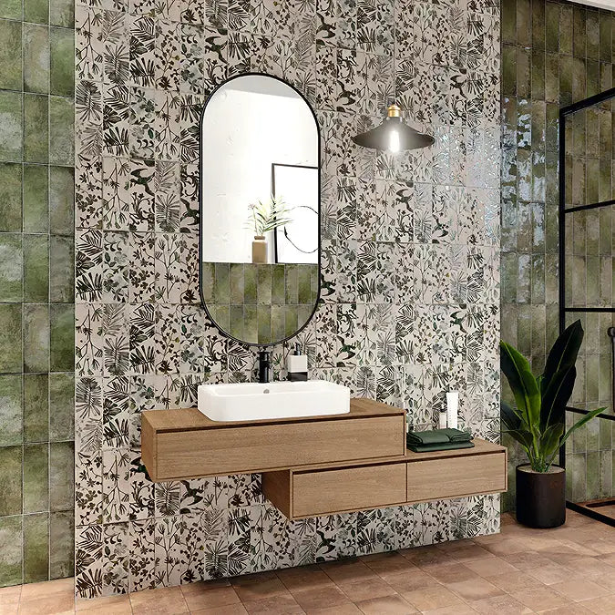 Oxford deco rustic green gloss wall tiles 10x30cm All tiles TILEJOB.CO.UK