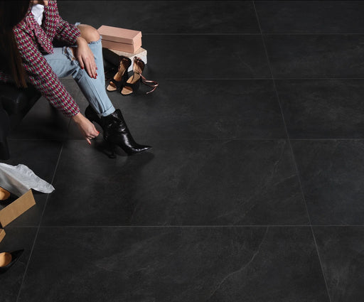 Eco slate black porcelain tiles