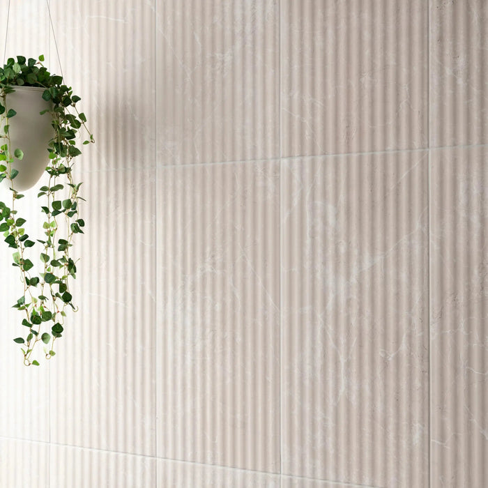 Stonehouse Zenetti Studio Vintage White Decor Marble Effect Fluted Wall Tiles Matt 30x60cm