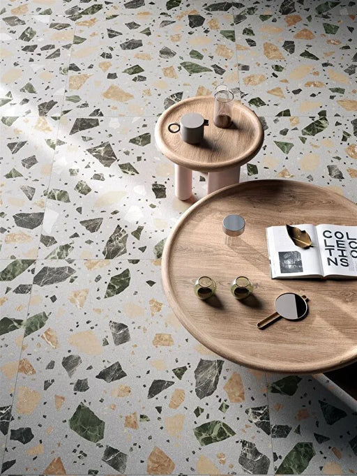 Resincrete Palladiano Neutral Grey Porcelain Tiles 120x120cm Terrazzo