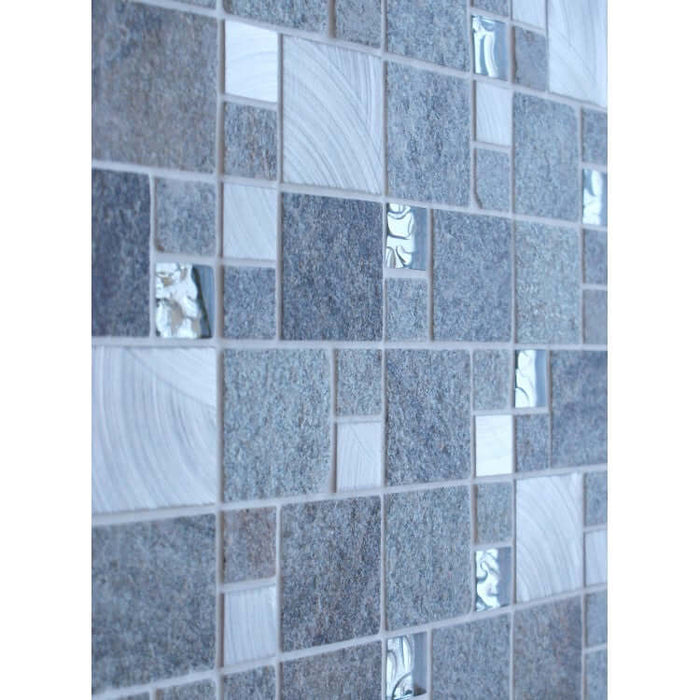 Meteor Grey Square Mosaic Wall 300x300x8mm TILEJOB