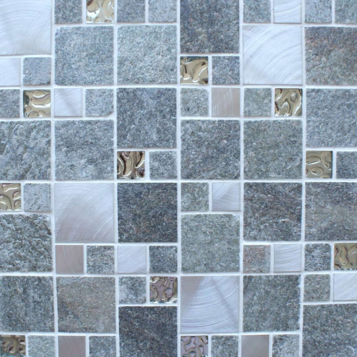 Meteor Grey Square Mosaic Wall 300x300x8mm TILEJOB