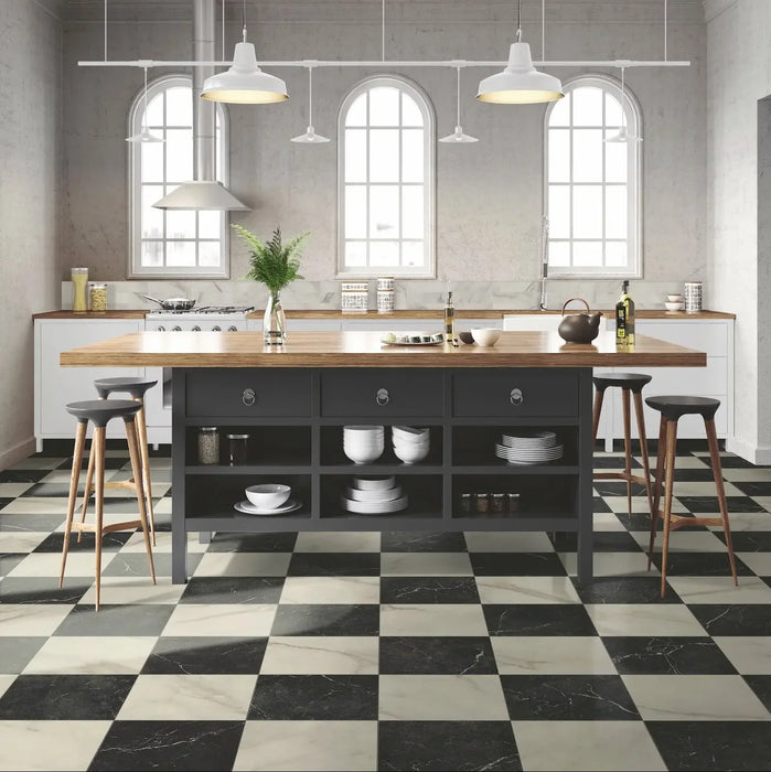 Charming Black Classic Marble effect tiles 30x30cm
