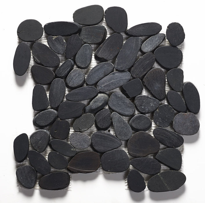 Riverstone Black Flat Cut Pebble Mosaic 305x305mm