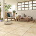 Travertino outdoor porcelain tile cut sample TILEJOB.CO.UK