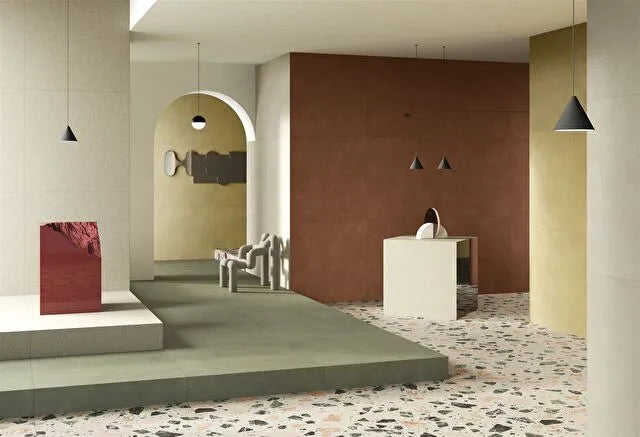 Resincrete Palladiano Fango Porcelain Tiles 120x120cm Terrazzo