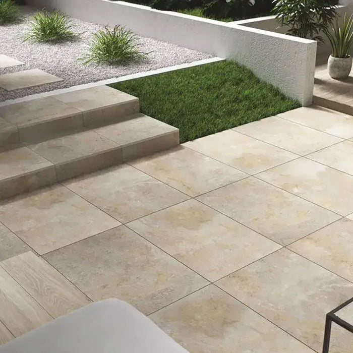 Burlington Ivory Outdoor porcelain tiles patio kit Spectrum -18.36m² per Pack All tiles TILEJOB.CO.UK
