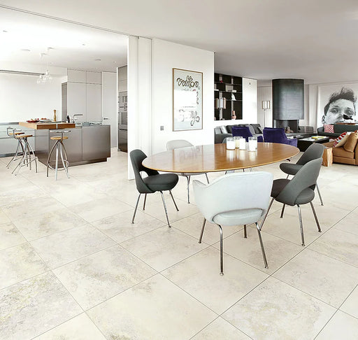 Arezzo Blanco Porcelain Floor Tiles cut sample TILEJOB.CO.UK