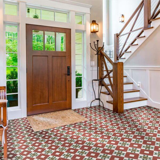 Red Vintage Victorian Era Porcelain tile 20x20cm TILEJOB