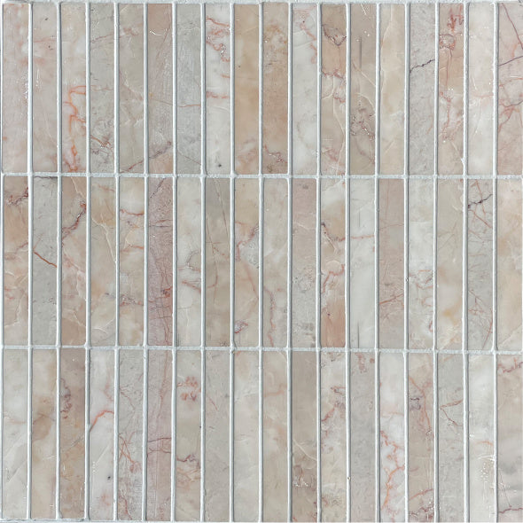 Lingot pink marble mosaic tiles 29.8×30.5x1cm TILEJOB.CO.UK