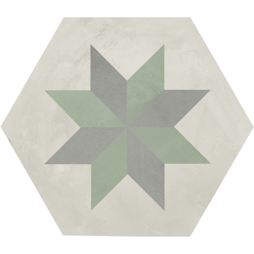 Vive Star Green Hexagon tiles cut sample TILEJOB.CO.UK