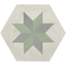 Vive Star Green Hexagon tiles cut sample TILEJOB.CO.UK