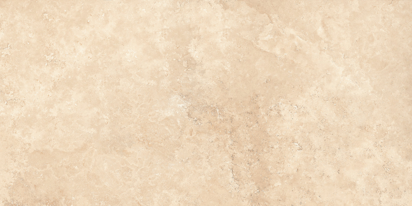 Travertino outdoor porcelain tile cut sample TILEJOB.CO.UK