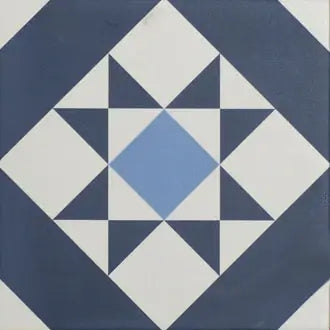 Blue Vintage Victorian Era Porcelain tile cut sample TILEJOB.CO.UK