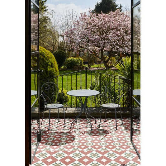 Red Vintage Victorian Era Porcelain tile 20x20cm TILEJOB