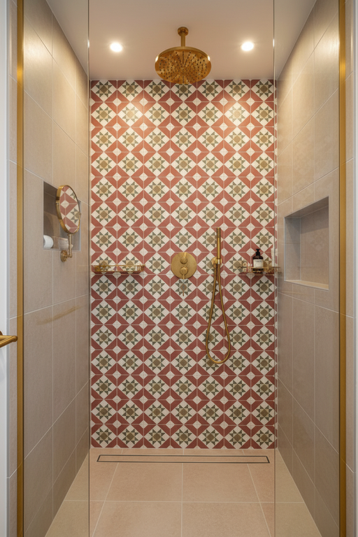 Red Vintage Victorian Era Porcelain tile 20x20cm TILEJOB