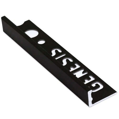 Genesis Aluminium Straight Edge Tile Trim Matt Black-2500x12mm Trims TILEJOB